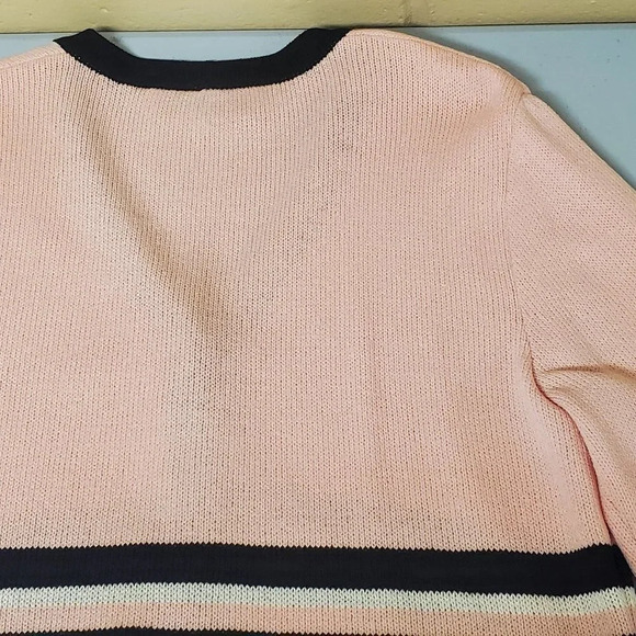 ST. JOHN SPORT Sweater Pink Black White  Stripe - Picture 6 of 14
